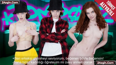 Erkeksi Giyinen Üvey Kızına Dişilik Öğreten Mature Sikişirken Yakaladı