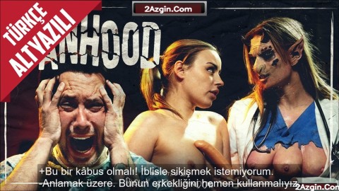 Üç Memeli Kadın İblis ve Kölesi Olan Hemşire Adamın Erkekliğini Aldı